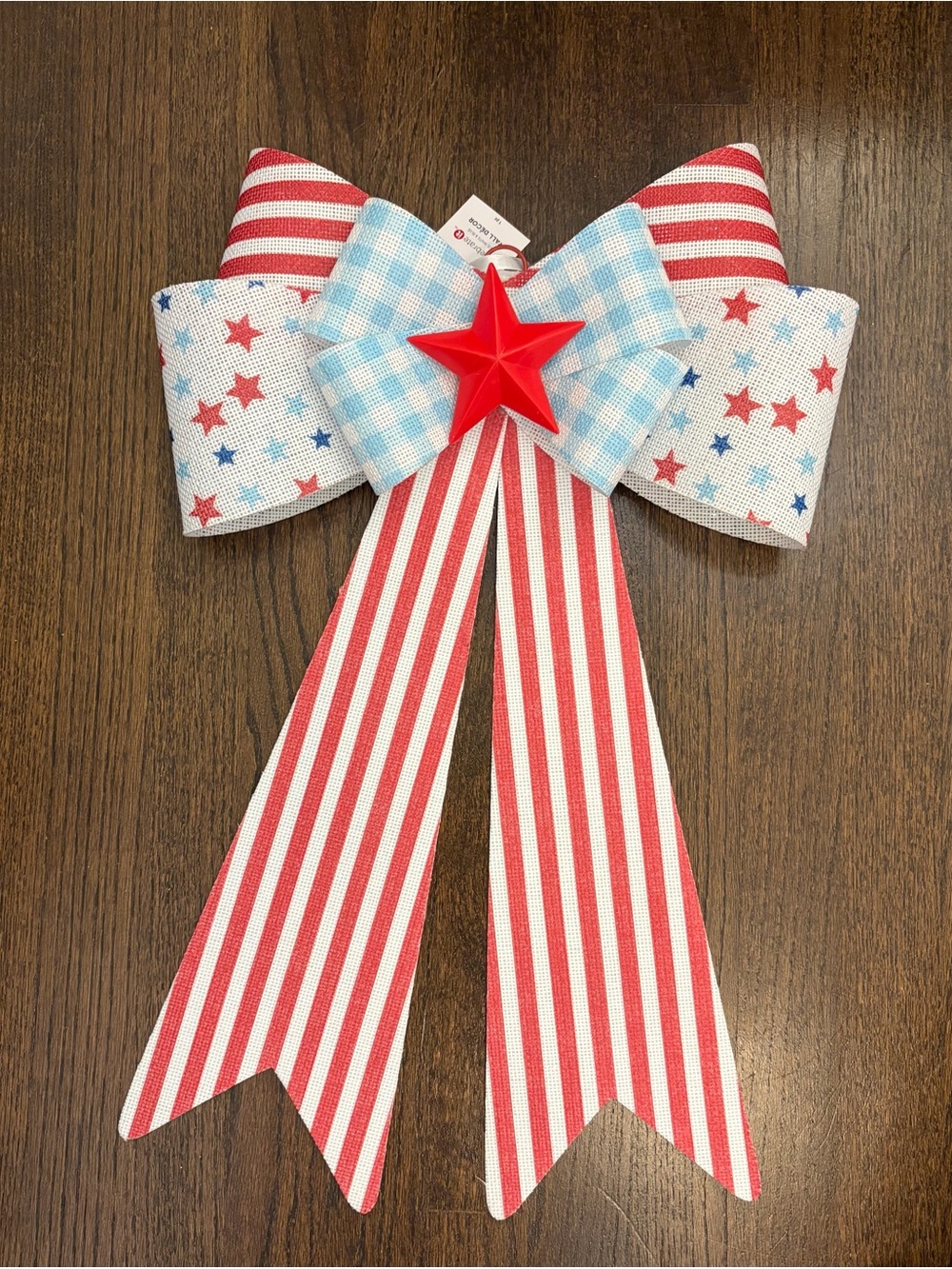 Celebrate It Patriotic Red White Blue Star Bow Decoration 21” New